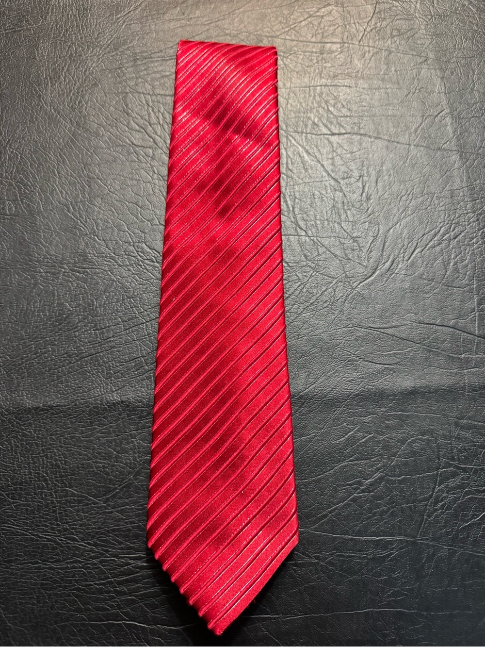 Donald J. Trump Signature Collection Red Tie w/ Metallic Silver Stripe Detail